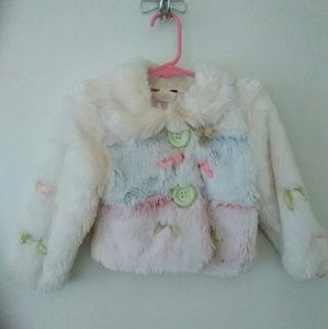 Girls Tri-Color Furry Jacket